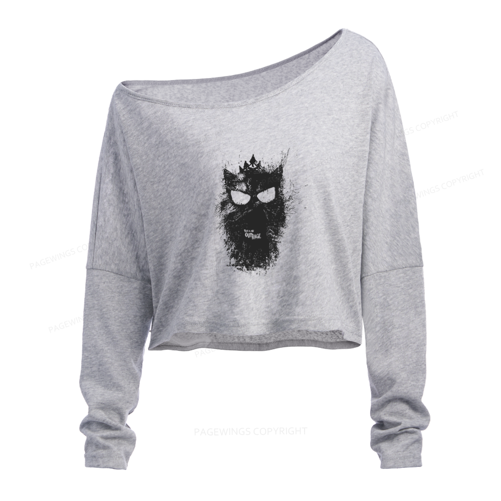 Pagewings This Is An Outrage Slouchy Long Sleeve Off Shoulder T-shirt