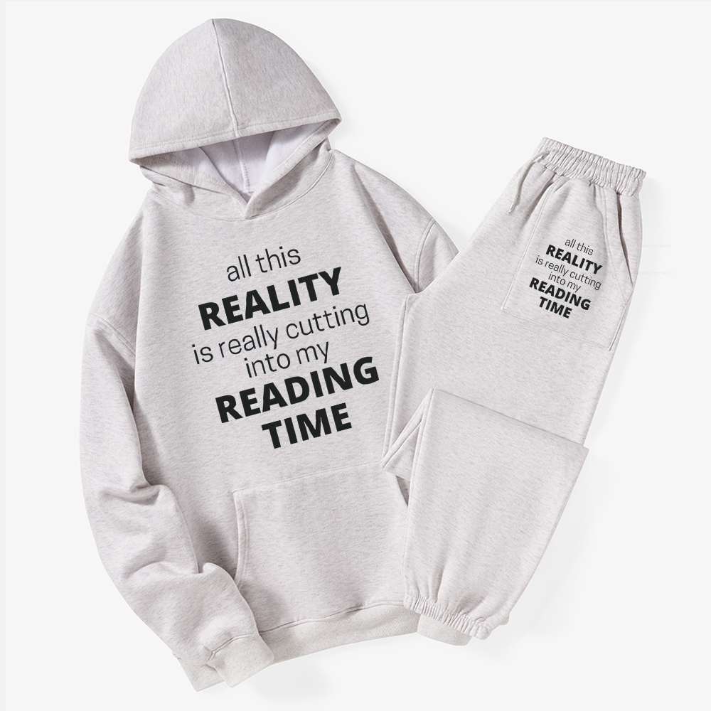 Pagewings All This Reality Is Really Cutting Into My Reading Time Unisex Fleece Hoodie Set