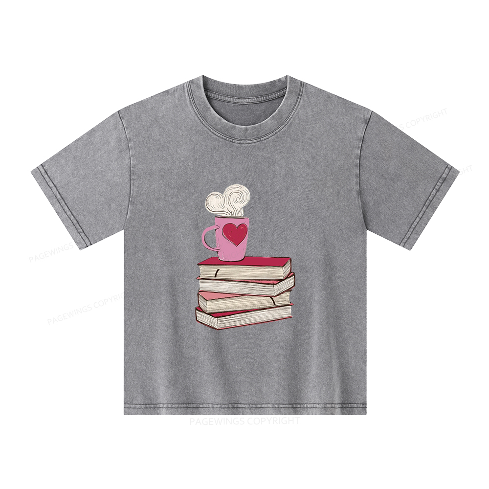 Pagewings Valentine's Day Gift for the Book Lover Unisex Kids Washed T-shirt