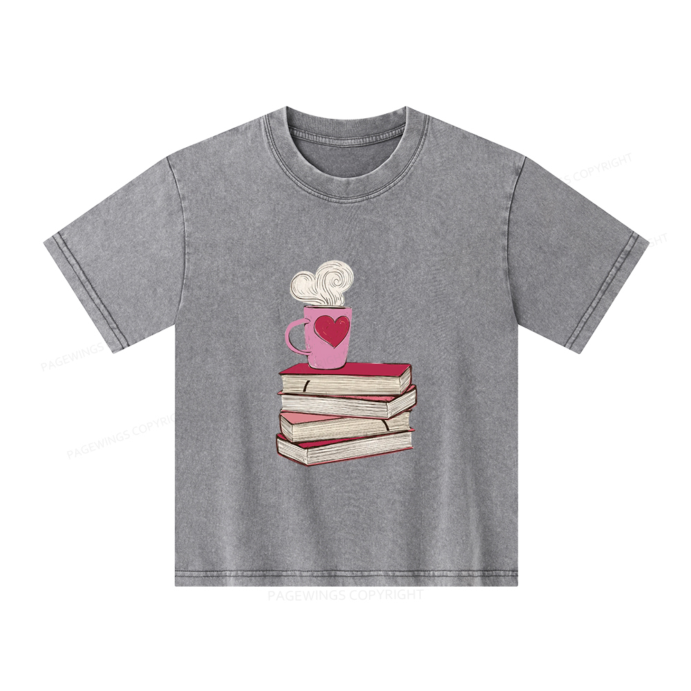 Pagewings Valentine's Day Gift for the Book Lover Unisex Kids Washed T-shirt