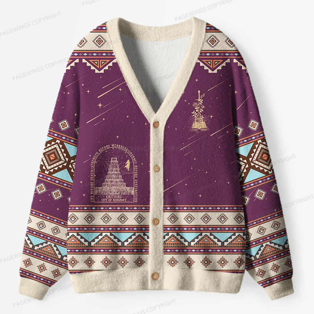 Pagewings Defend The Public Library Unisex Ugly Cardigan Sweaters