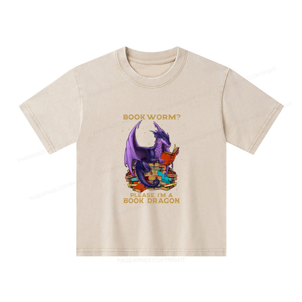 Pagewings Bookworm Please I'm A Book Dragon Unisex Kids Washed T-shirt