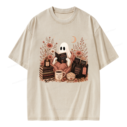 Pagewings Smut Reading Ghost Unisex Washed T-shirt