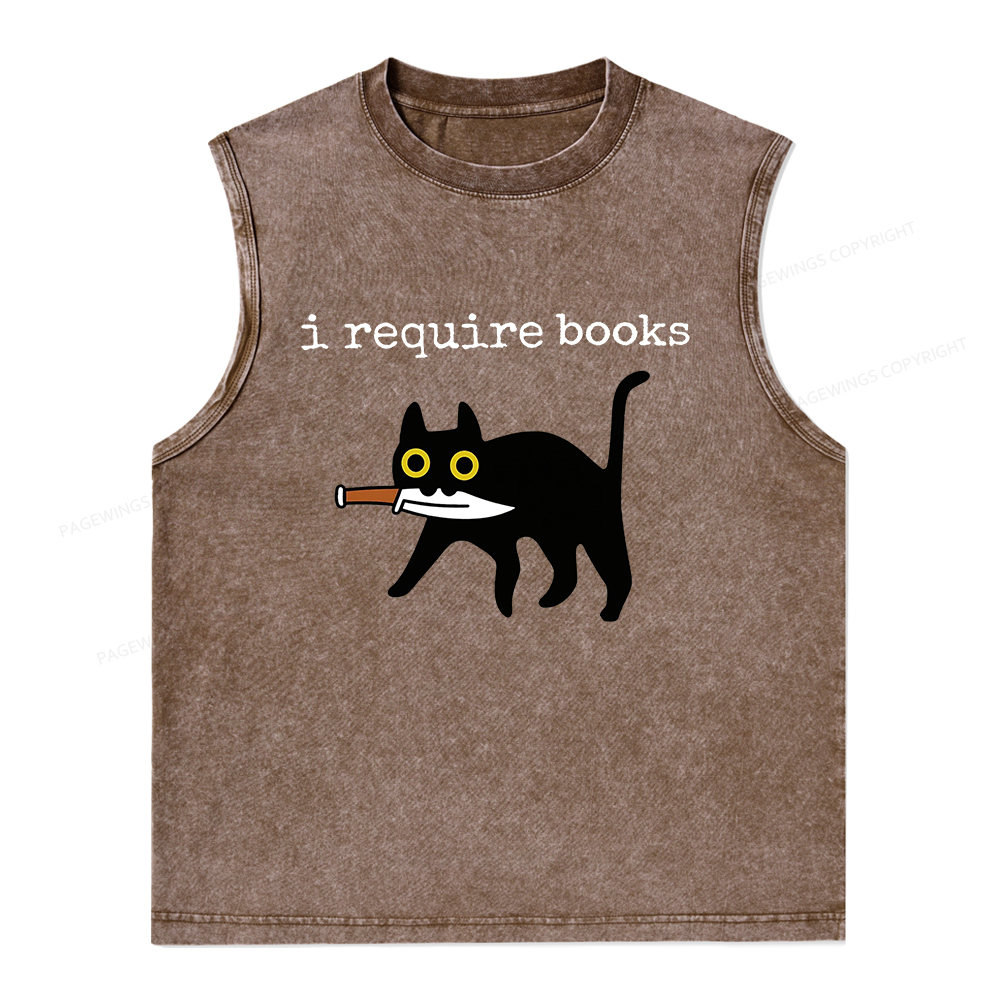 Pagewings I Require Books Unisex Washed Tank Top