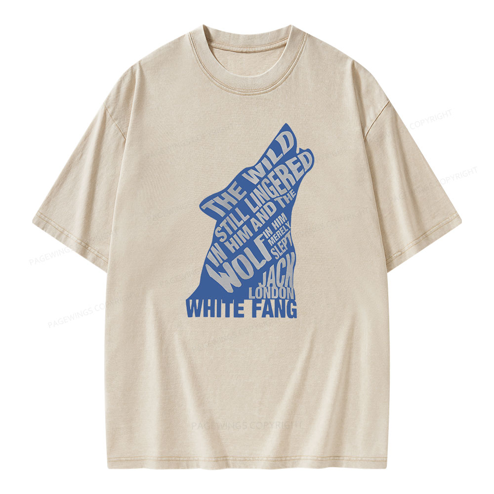 Pagewings White Fang by Jack London Blue Book Quote Unisex Washed T-shirt