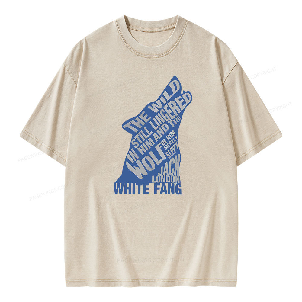 Pagewings White Fang by Jack London Blue Book Quote Unisex Washed T-sh