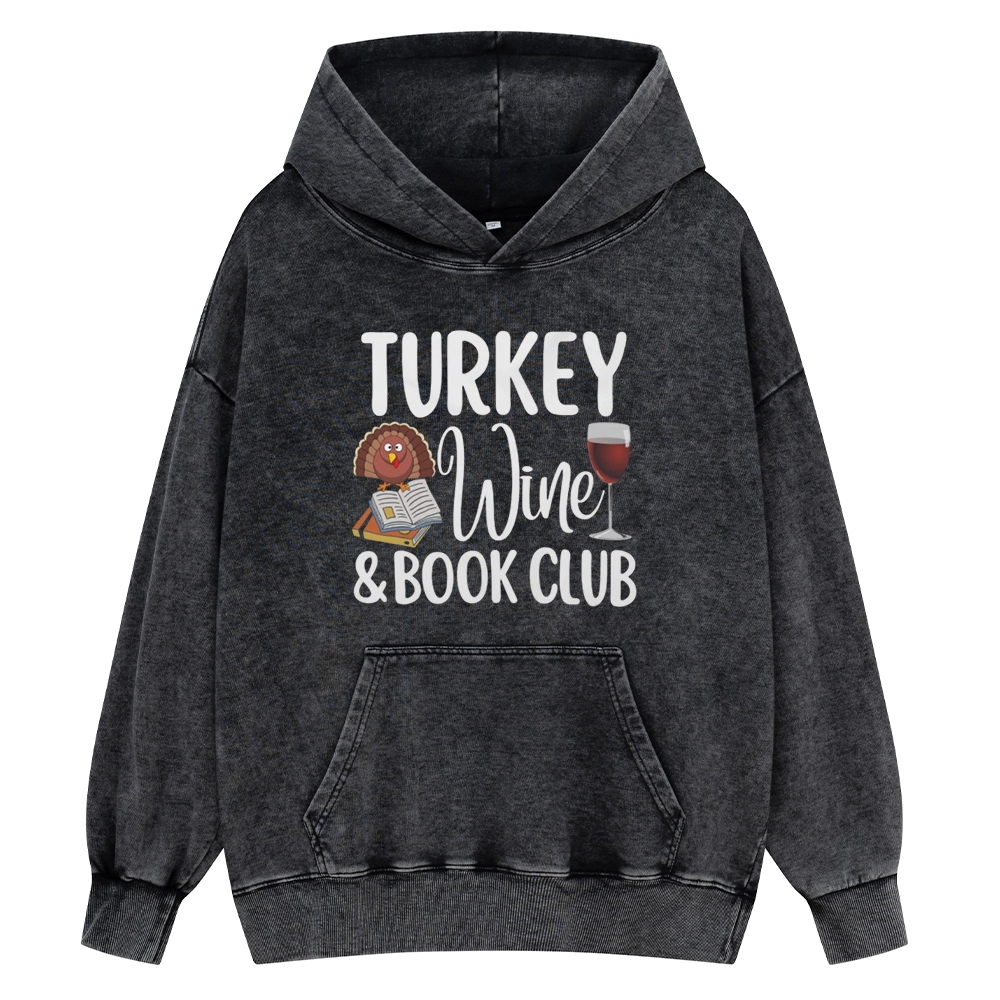 Pagewings Book Club Wine Unisex Washed Hoodie