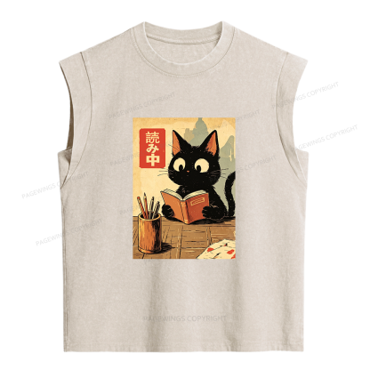 Pagewing Cats Reading Women's Washed Tank Top