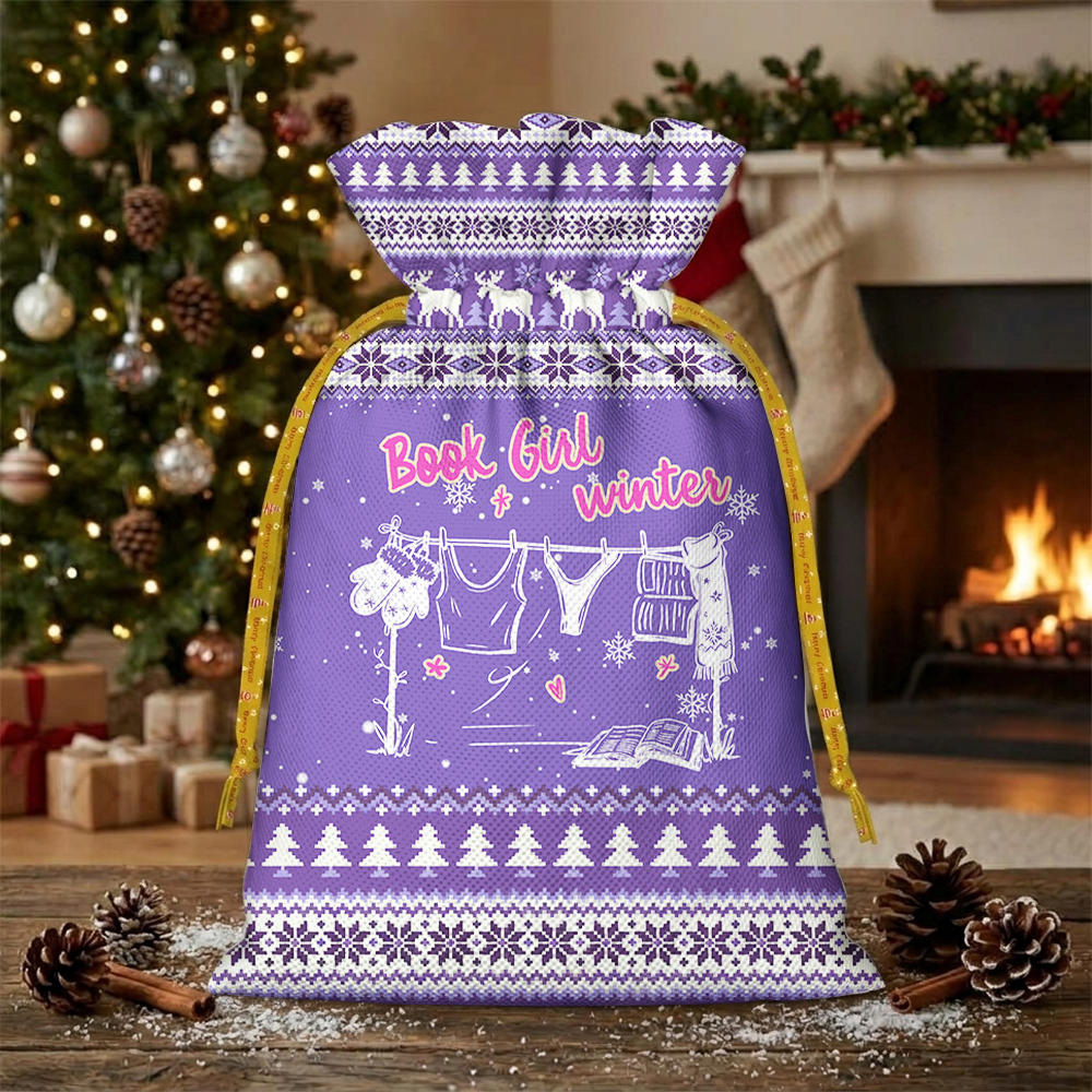 Pagewings Book Girl Winter Christmas Santa Sack