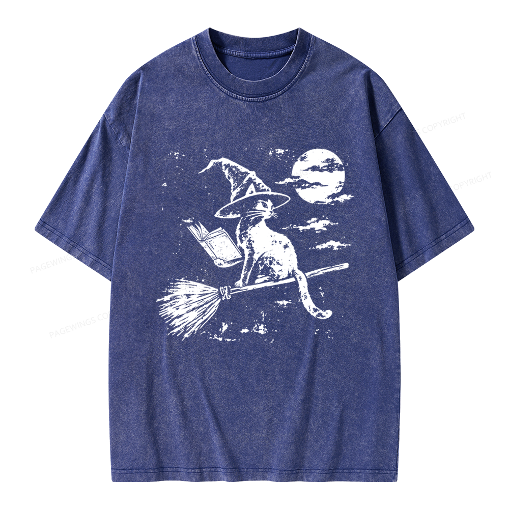 Pagewings Witchy Cat Unisex Washed T-shirt