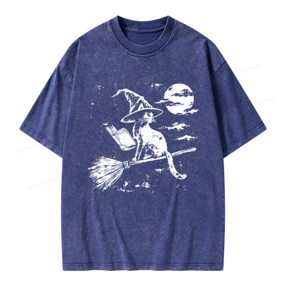 Pagewings Witchy Cat Unisex Washed T-shirt