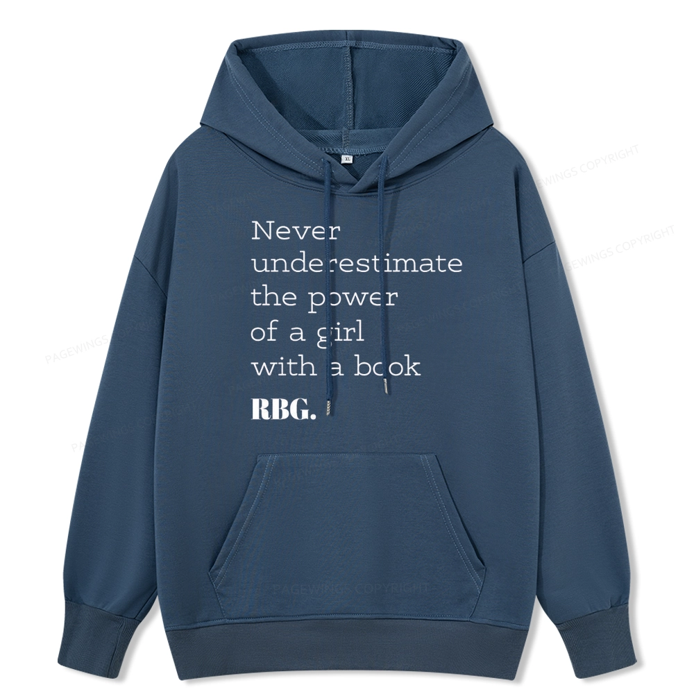 Pagewings Never Underestimate The Power Of a Girl With a Book Unisex Classic Hoodie