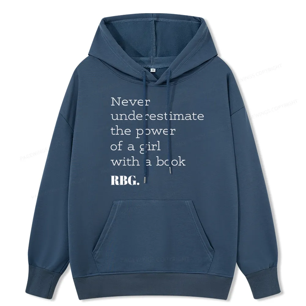 Pagewings Never Underestimate The Power Of a Girl With a Book Unisex Classic Hoodie