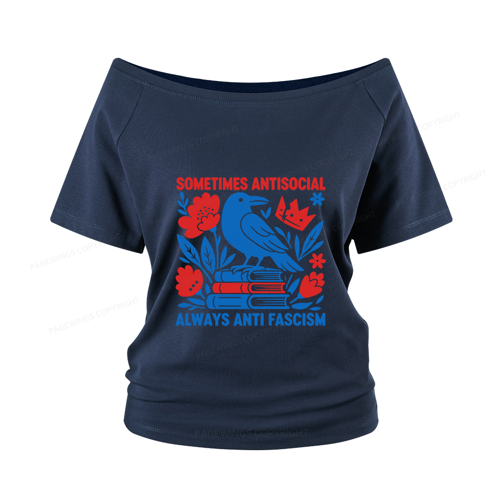 Pagewings Anti Fascism Women Off Shoulder T-shirts