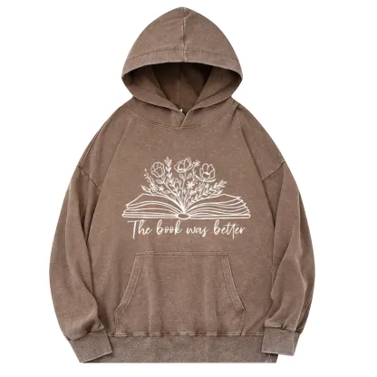 Pagewings Floral The Book Was Better Unisex Washed Hoodie