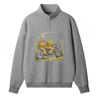 Pagewings Frog And Toad Book Vintage Unisex Half Zip Fleece Sweatshirt 