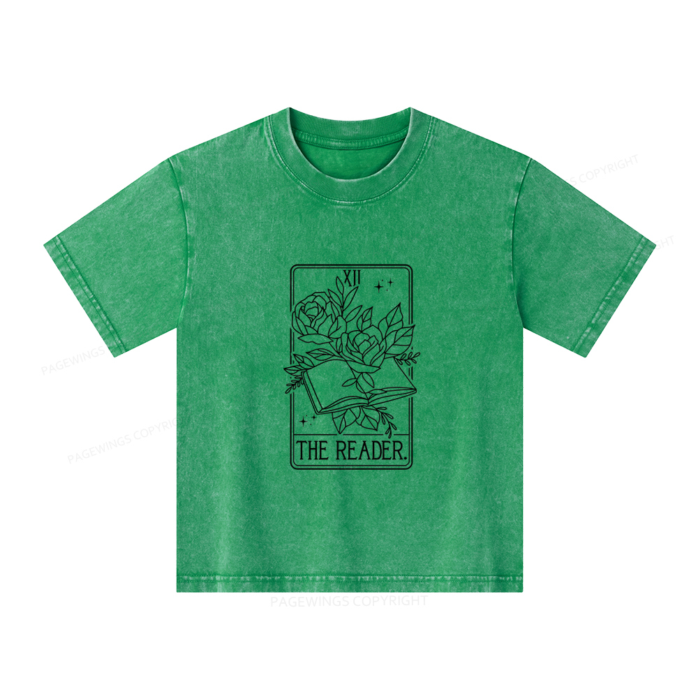 Pagewings The Reader Tarot Card Unisex Kids Washed T-shirt