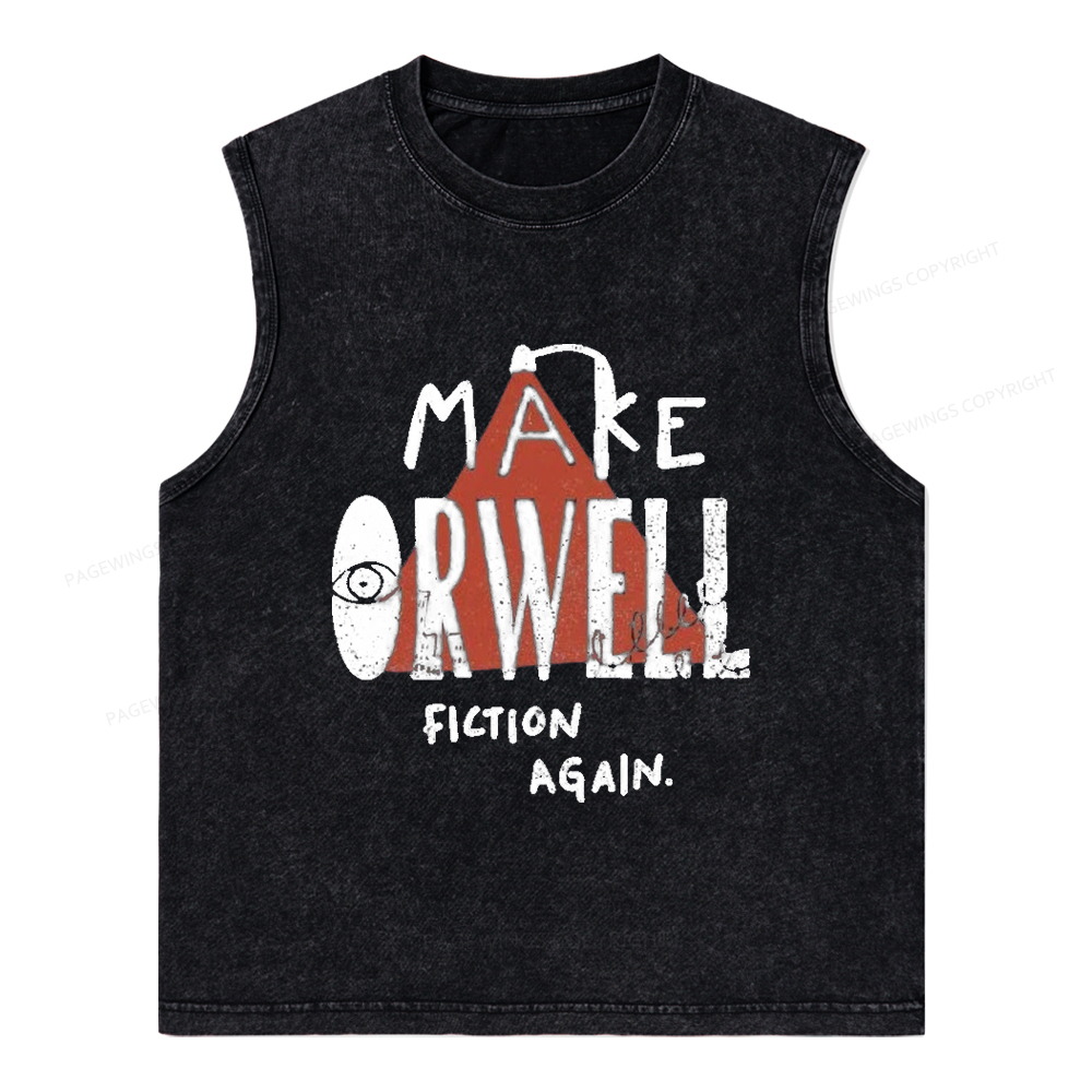 Pagewings Make Orwell Fiction Again Unisex Washed Tank Top