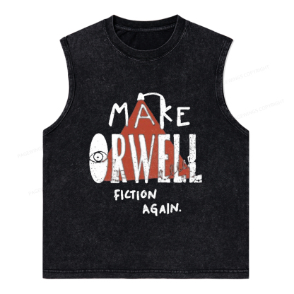 Pagewings Make Orwell Fiction Again Unisex Washed Tank Top