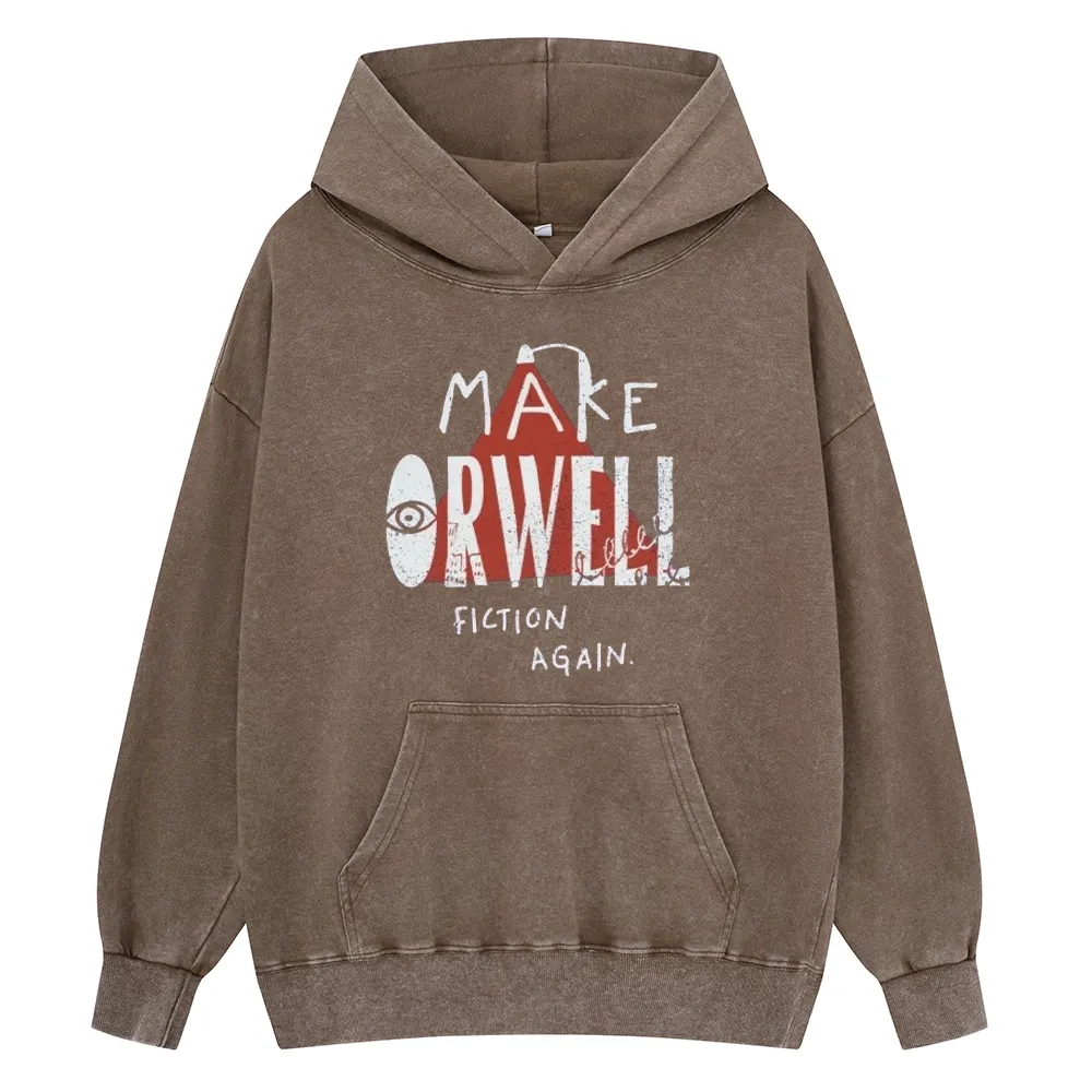 Pagewings Make Orwell Fiction Again Unisex Washed Hoodie