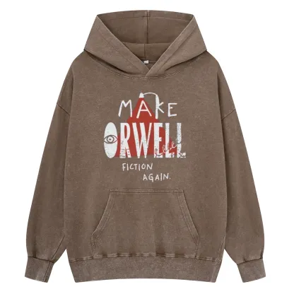 Pagewings Make Orwell Fiction Again Unisex Washed Hoodie