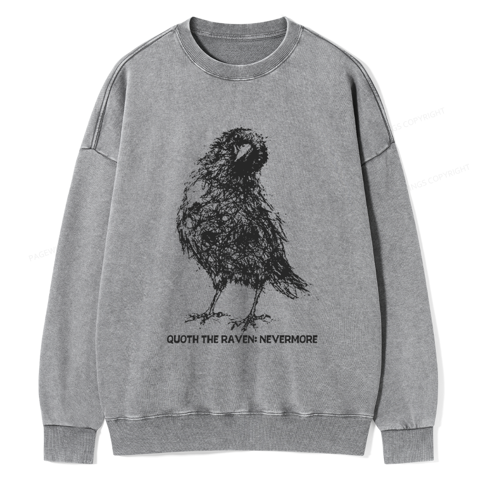 Pagewings Nevermore Crow Unisex Washed Sweatshirt