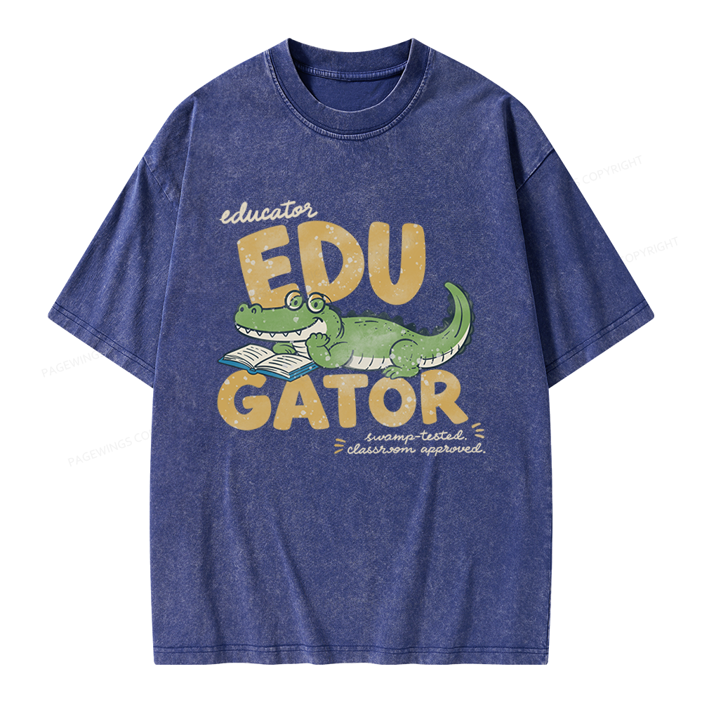 Pagewings Retro Alligator Unisex Washed T-shirt
