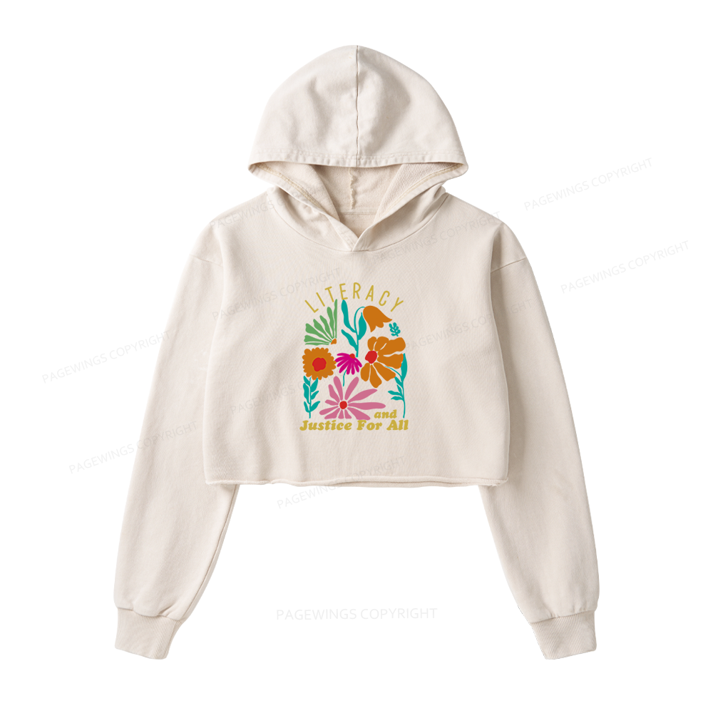 Pagewings Literacy And Justice Washed Crop Hoodie