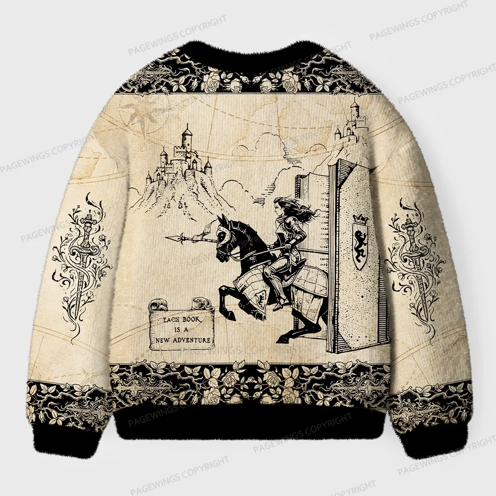 Pagewings Each Book Is A New Adventure Unisex Ugly Cardigan Sweaters