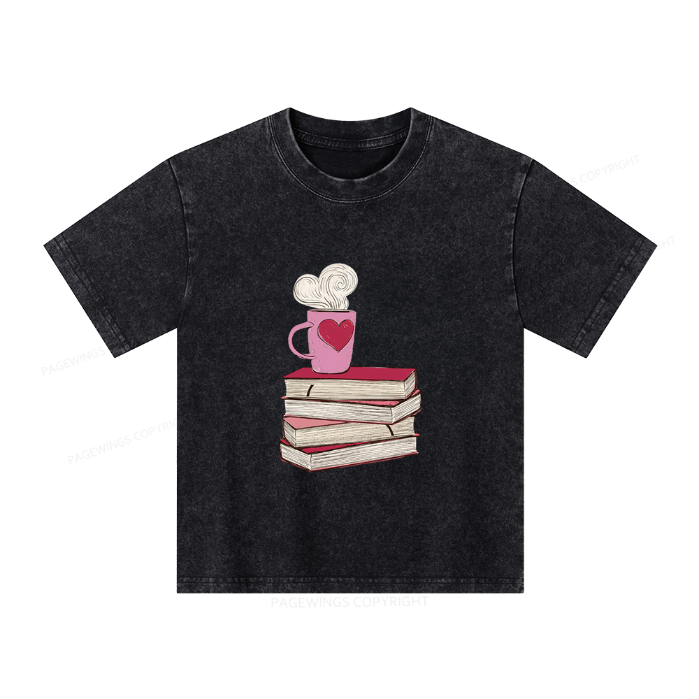 Pagewings Valentine's Day Gift for the Book Lover Unisex Kids Washed T-shirt