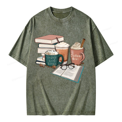 Pagewings Books Lover Coffee Unisex Washed T-shirt