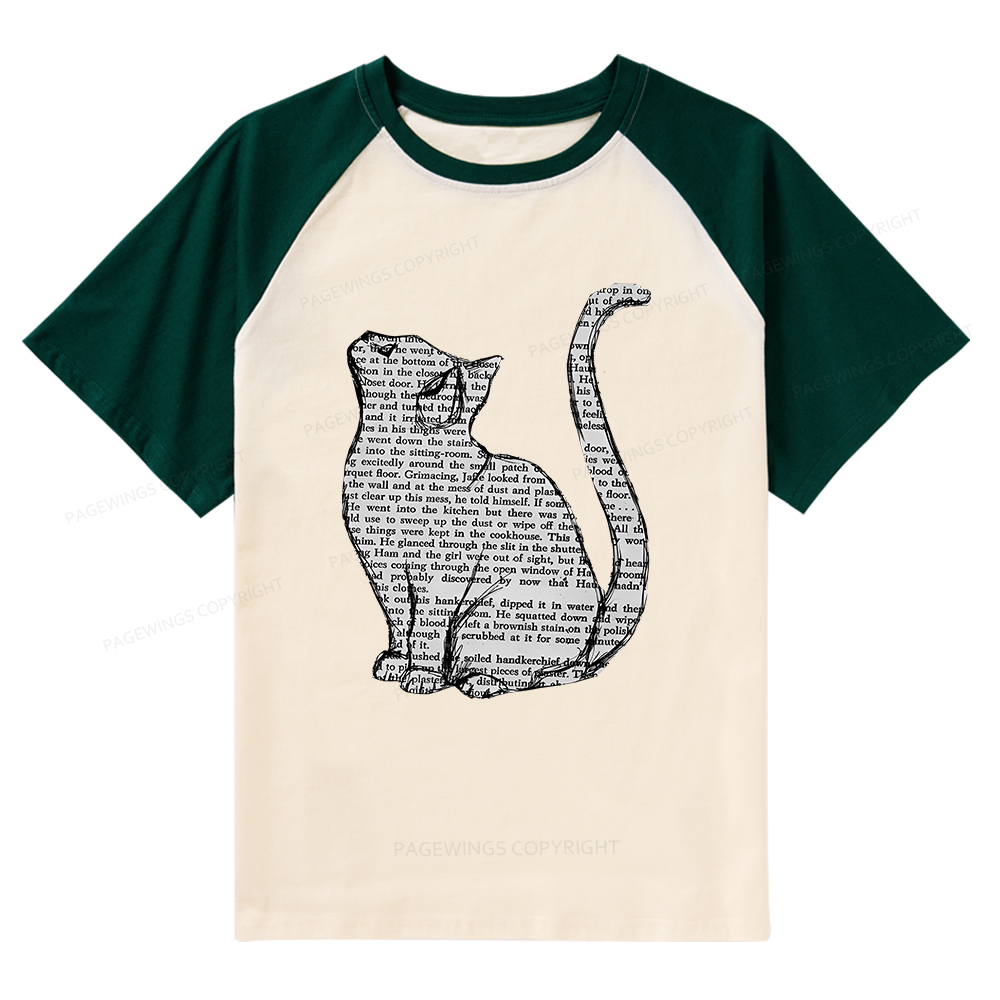 Pagewings Lots Of Books And Cute Cats Raglan T-shirt