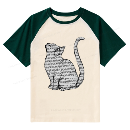 Pagewings Lots Of Books And Cute Cats Raglan T-shirt