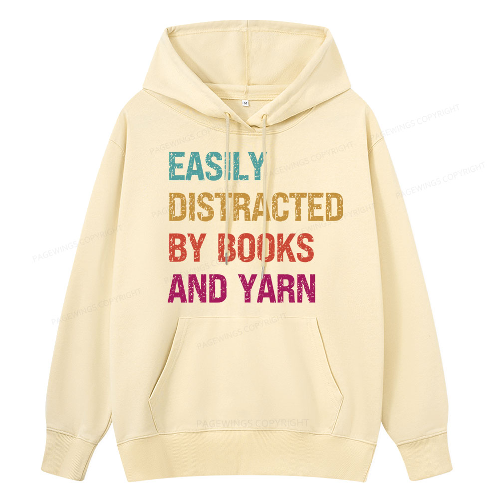 Pagewing Easily Distracted By Books And Yarn  Unisex Classic Hoodie
