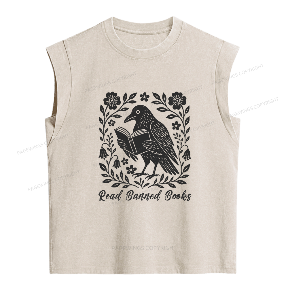 Pagewings Read Banned Books Women's Washed Tank Top