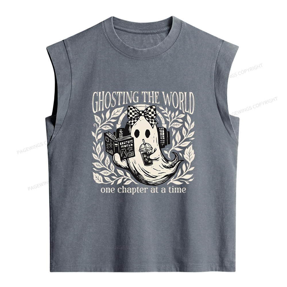 Pagewings Ghost Reading Women's Washed Tank Top