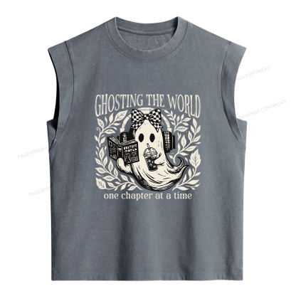 Pagewings Ghost Reading Women's Washed Tank Top