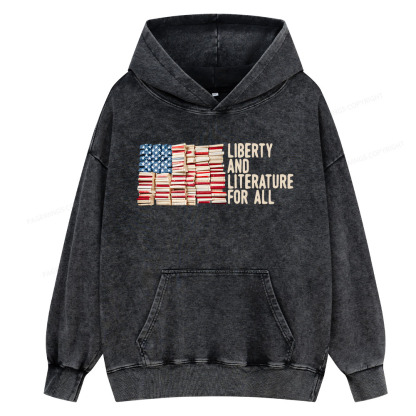 Pagewings Liberty And Literature For All Unisex Washed Hoodie