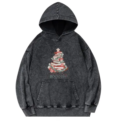 Pagewings Merry Bookmas Unisex Washed Hoodie