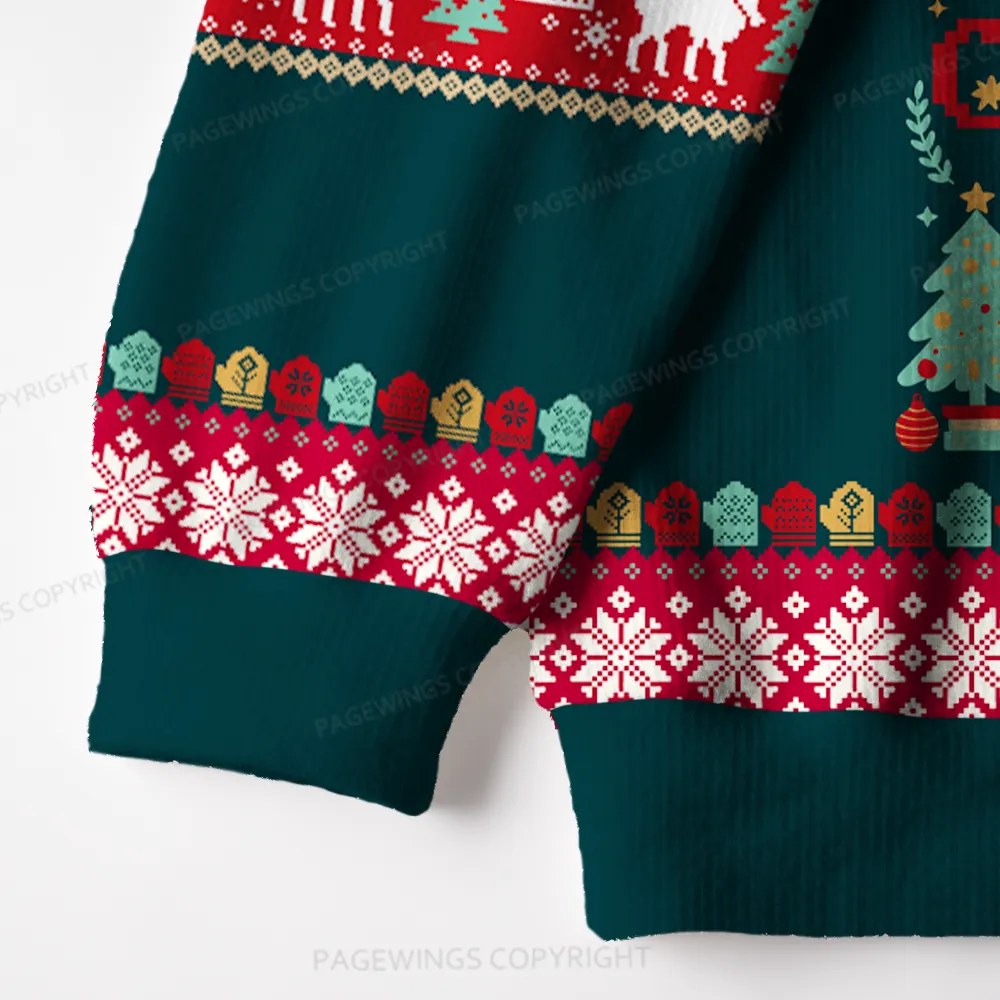 Pagewings All I Want For Christmas Is More Books Unisex Ugly Knit Sweatshirt