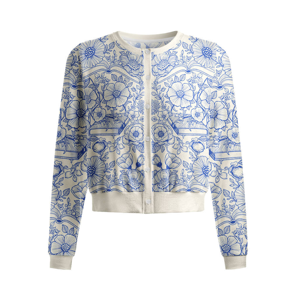 Pagewings Bookish Vibe Crew Neck Cardigan Sweaters