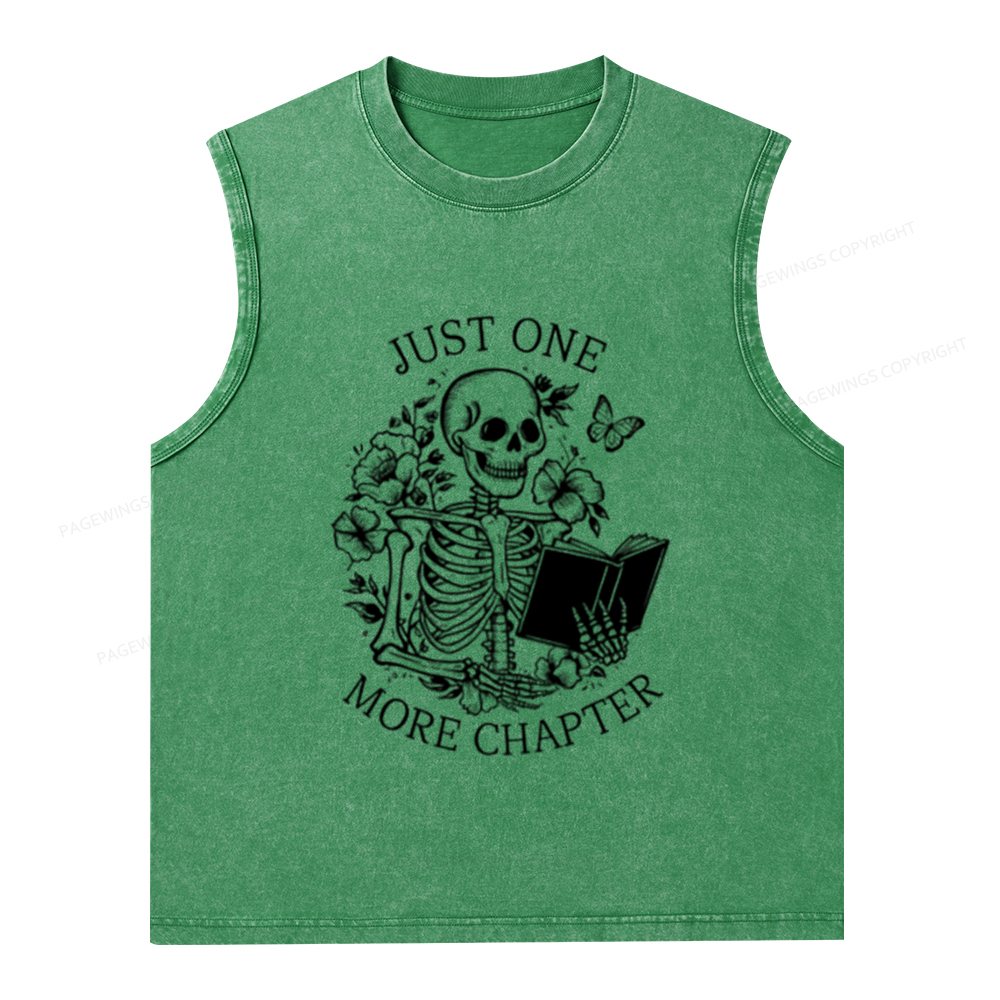 Pagewings One More Chapter Skeleton Unisex Washed Tank Top
