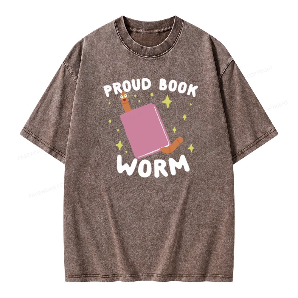 Pagewings Proud Book Worm - Book lover Unisex Washed T-shirt