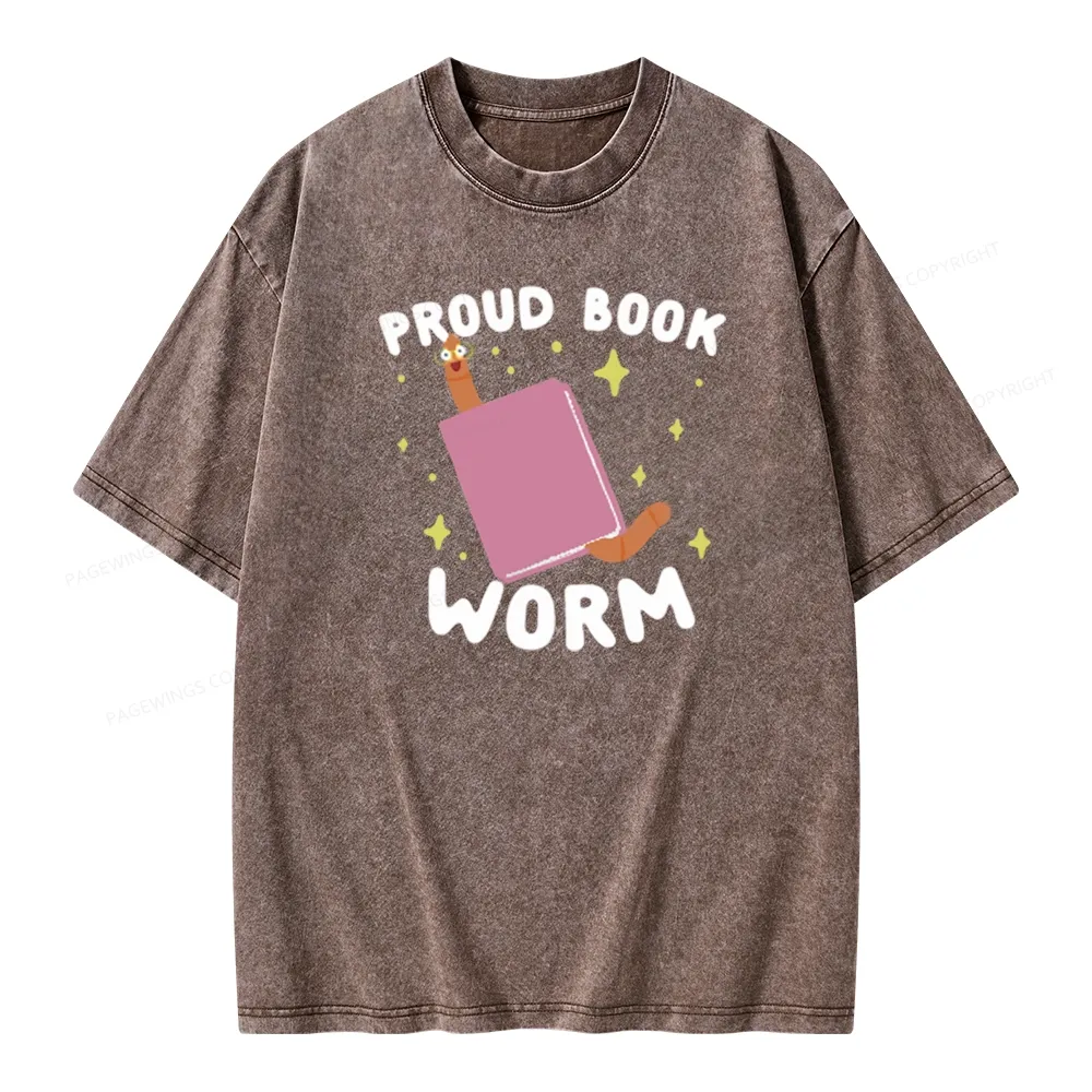 Pagewings Proud Book Worm - Book lover Unisex Washed T-shirt