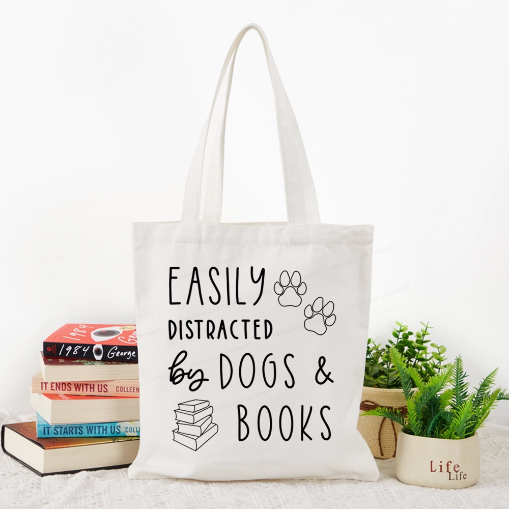 Pagewings Dogs And Books Tote Bag