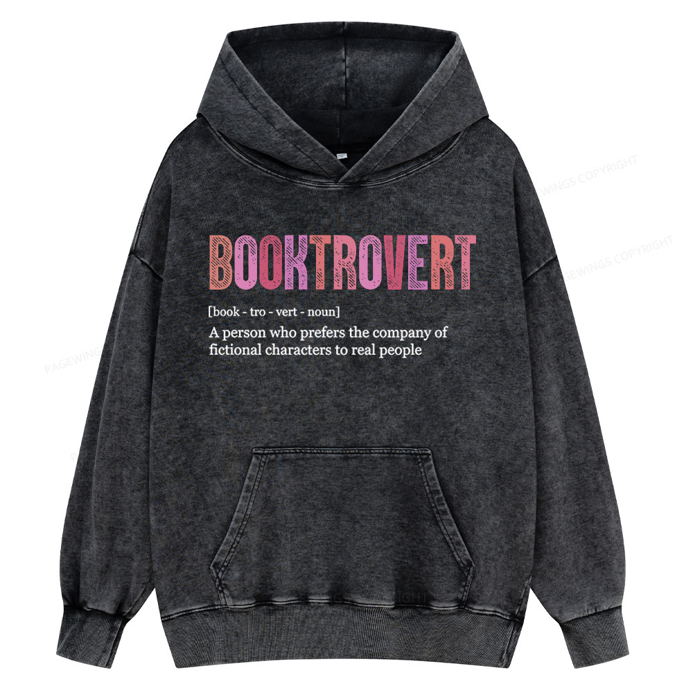 Pagewing Funny Book Lover Unisex Washed Hoodie