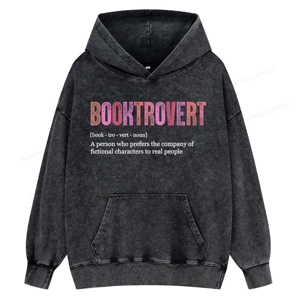Pagewing Funny Book Lover Unisex Washed Hoodie
