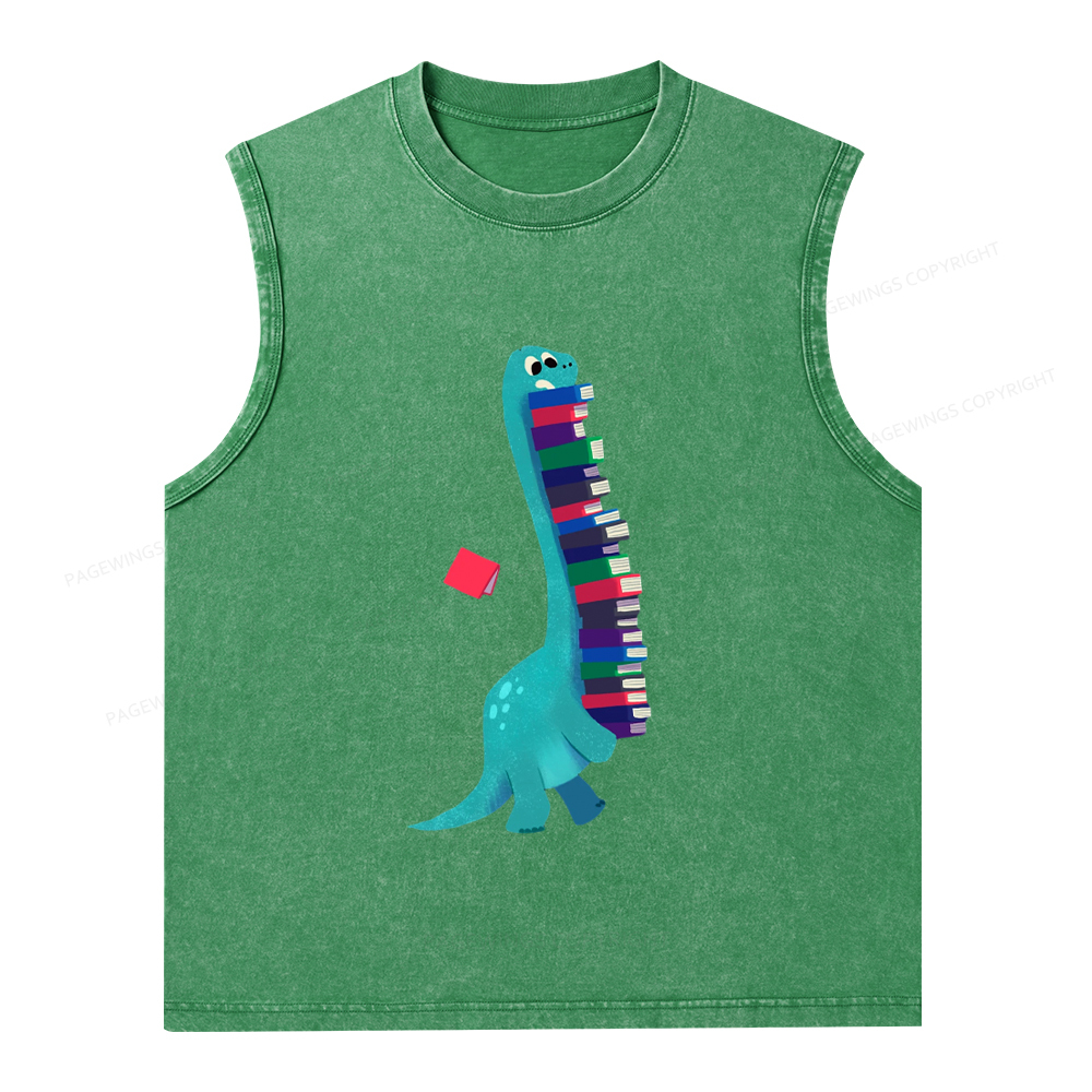 Pagewings Book Dinosaurs Unisex Washed Tank Top