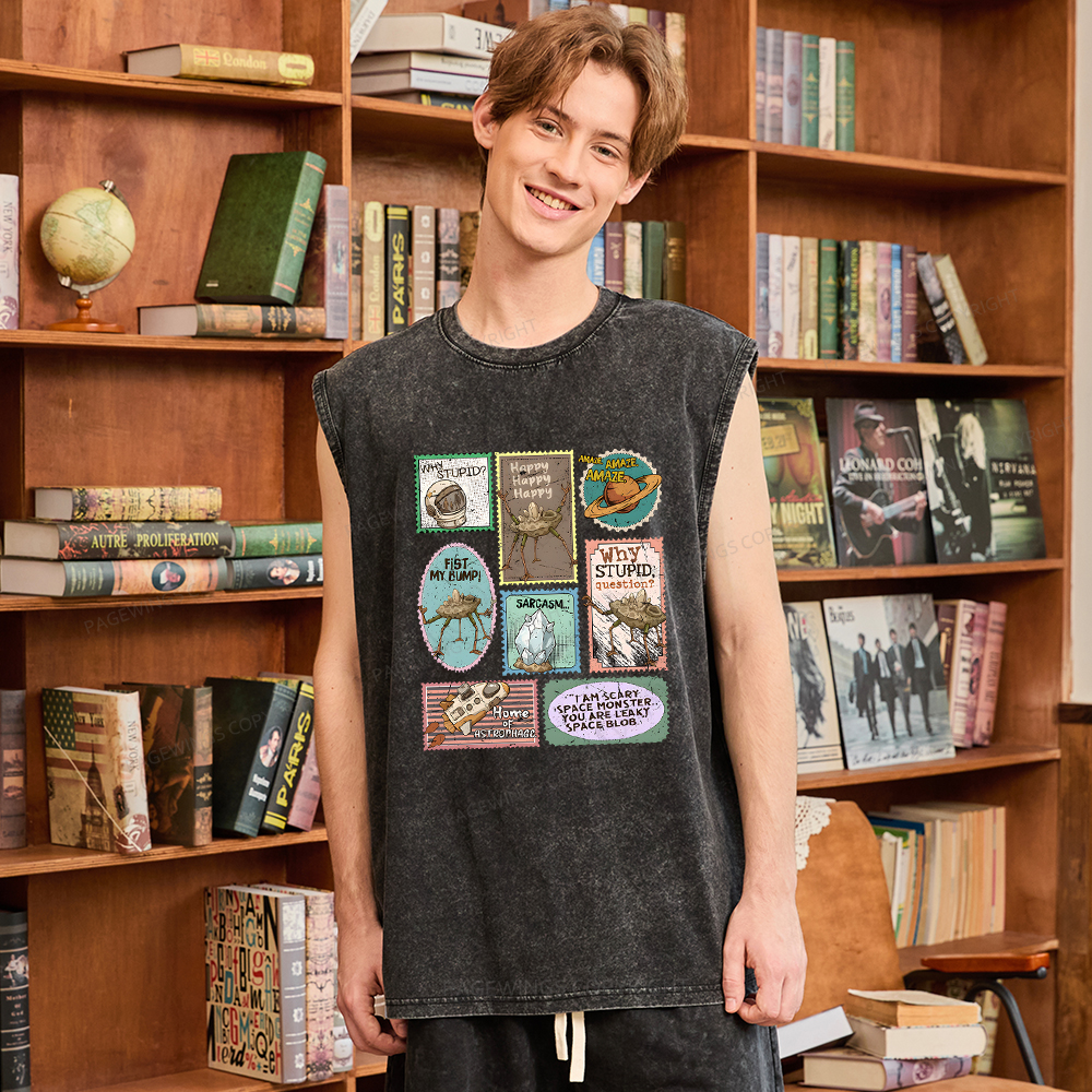 Pagewings Amaze Retro Sci-Fi Unisex Washed Tank Top