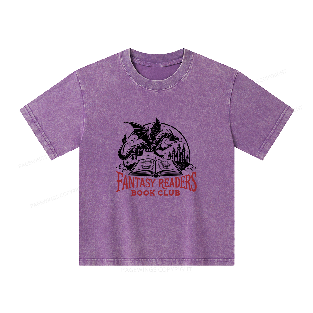 Pagewings Fantasy Readers Book Club Unisex Kids Washed T-shirt